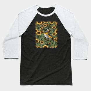 Western Meadowlark Bird Surrounded By Sunflowers Baseball T-Shirt